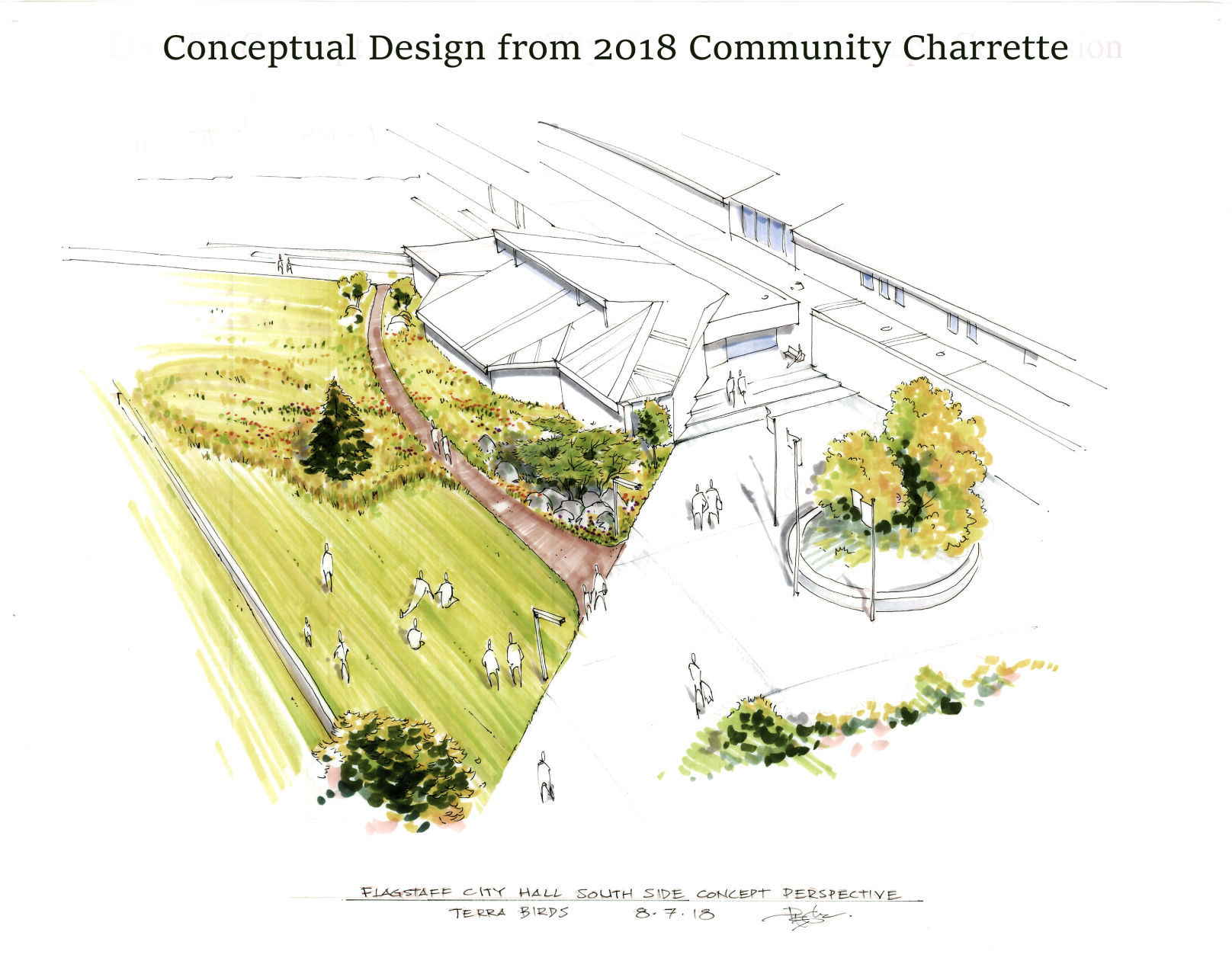 Conceptual drawing for city hall xeriscape